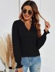 Women Casual V-Neck T-Shirts Loose Puff Short-Sleeve Tops Tunic Blouse
