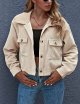 Women's Fashion Cropped Shacket Button Down Corduroy Shacket Jackets