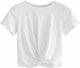 Women's Summer Crop Top Solid Short Sleeve Twist Front Tee T-Shirt