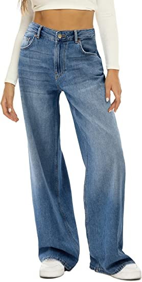 Baggy Wide Leg Jeans Non-Stretch Fabric High Waist Loose YKK Zipper for All Leg Types Suitable for All Kinds of People