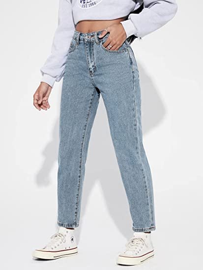 Women's Straight Leg Jeans Casual High Waisted Denim Pants