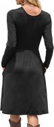 Women Casual Long Sleeve Dresses Empire Waist Loose Dress with Pockets