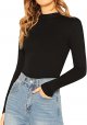 Women's Basic Mock Neck Slim Fitted Long Sleeve Pullovers Tee Tops