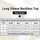 Women Sexy Long Sleeve Backless Top Slim Fit Open Back Shirt Crewneck Cutout Casual Tshirt